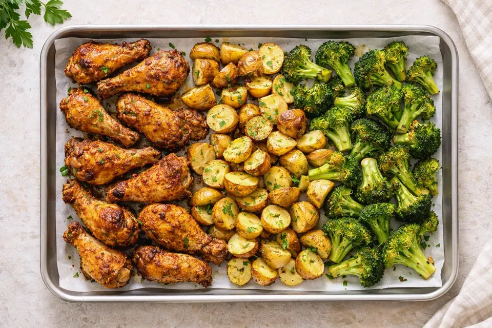 Family-style breakfast platter with air fryer burritos potatoes and vegetables