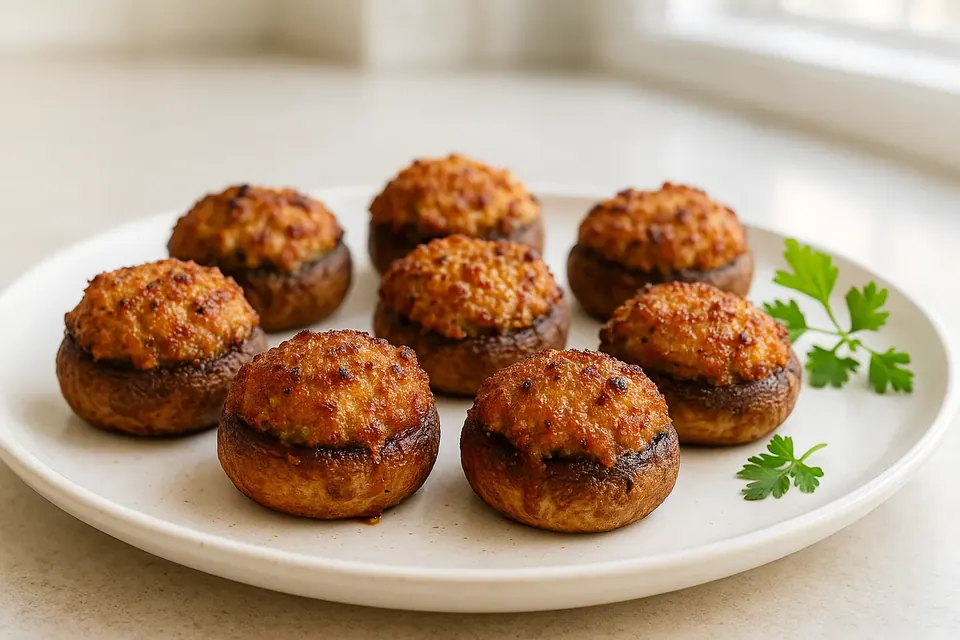 Air Fryer Stuffed Mushrooms