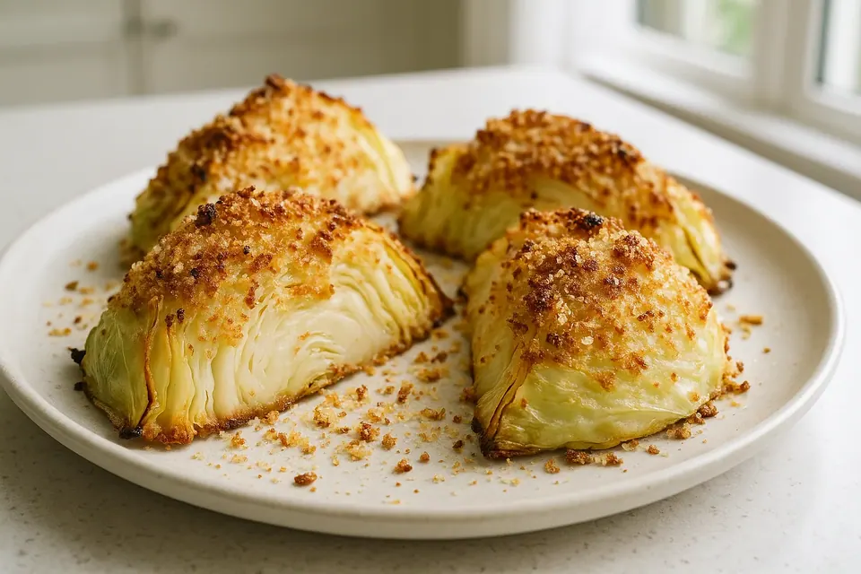 Air Fryer Parmesan Crusted Cabbage