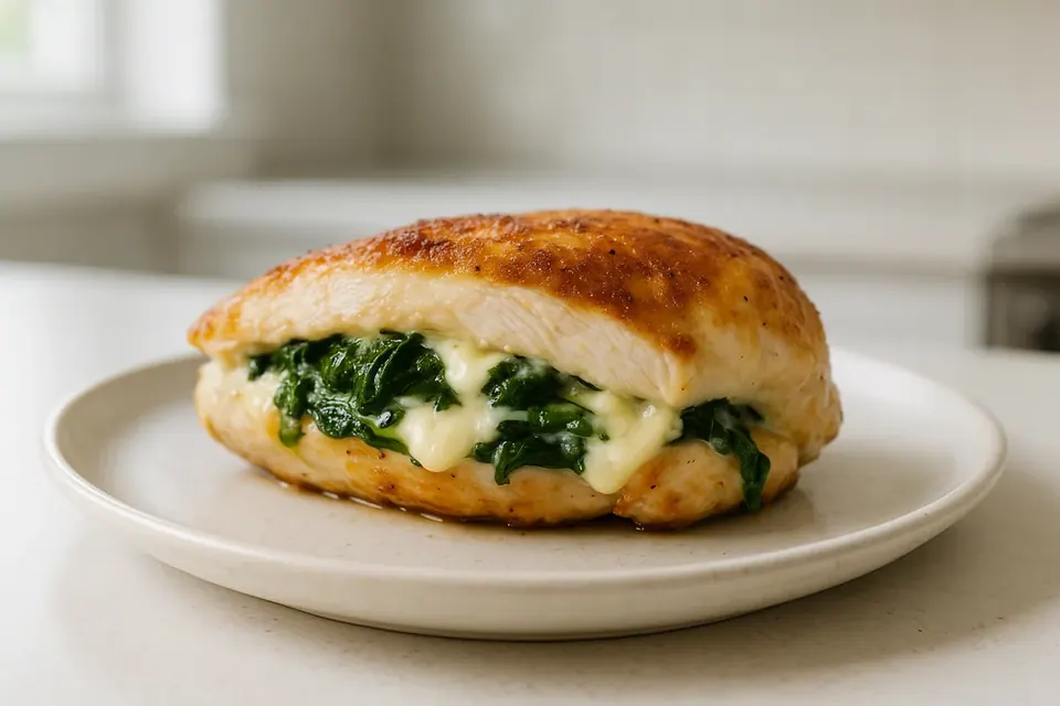 Air Fryer Spinach and Cheese Stuffed Chicken