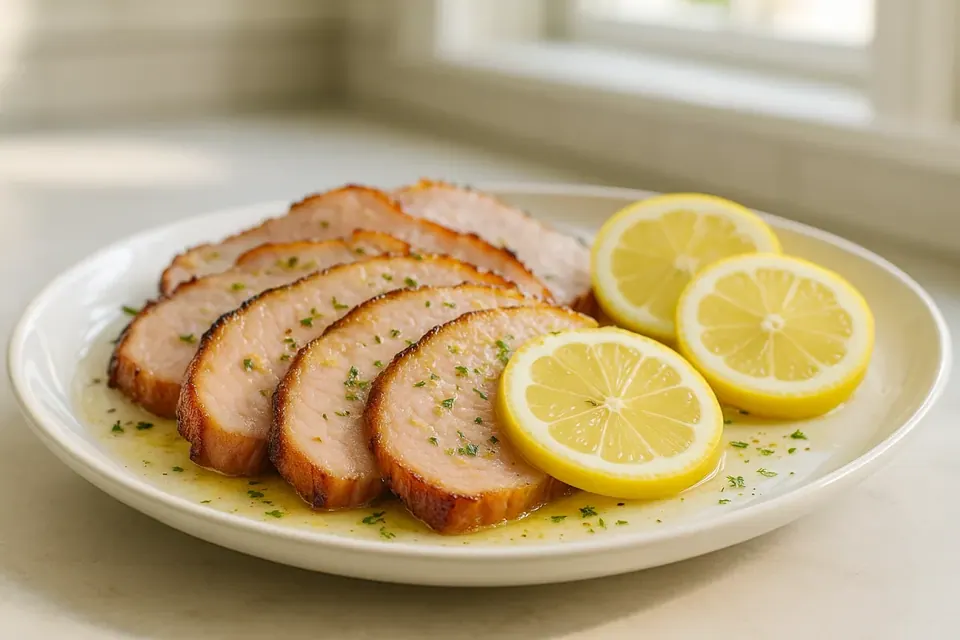 Air Fryer Lemon Herb Ham Slices