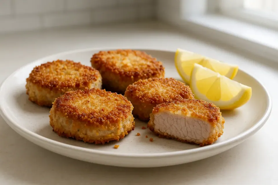 Air Fryer Panko Crusted Lemon Pork Medallions