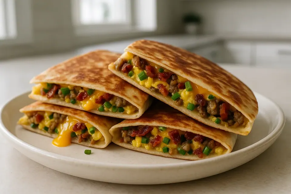 Air Fryer Cheesy Breakfast Quesadillas