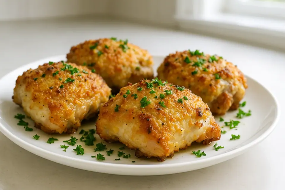 Air Fryer Crispy Parmesan Chicken Thighs