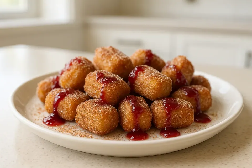 Air Fryer Crispy Raspberry Churro Bites