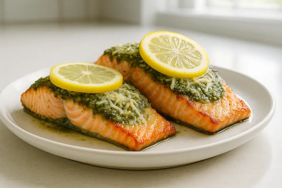 Air Fryer Pesto Salmon Fillets